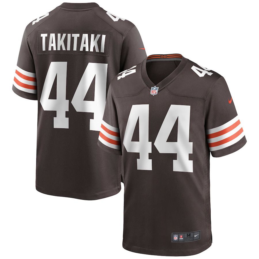 Men Cleveland Browns #44 Sione Takitaki Nike Brown Game NFL Jersey